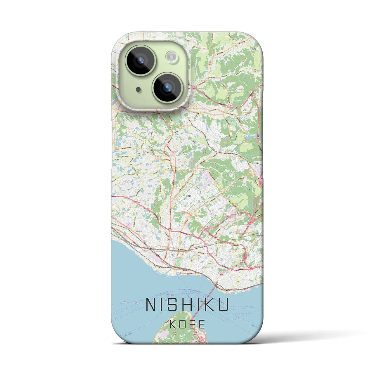 【西区（神戸市）】地図柄iPhoneケース（バックカバータイプ・ナチュラル）iPhone 15 用