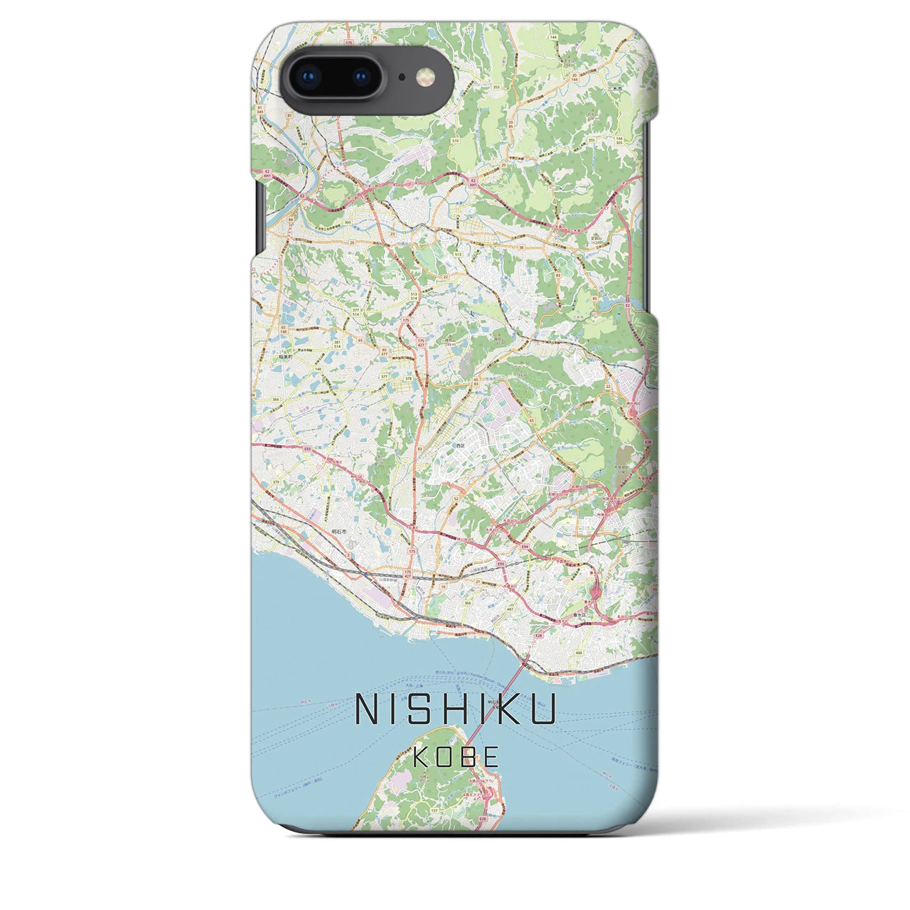 【西区（神戸市）】地図柄iPhoneケース（バックカバータイプ・ナチュラル）iPhone 8Plus /7Plus / 6sPlus / 6Plus 用