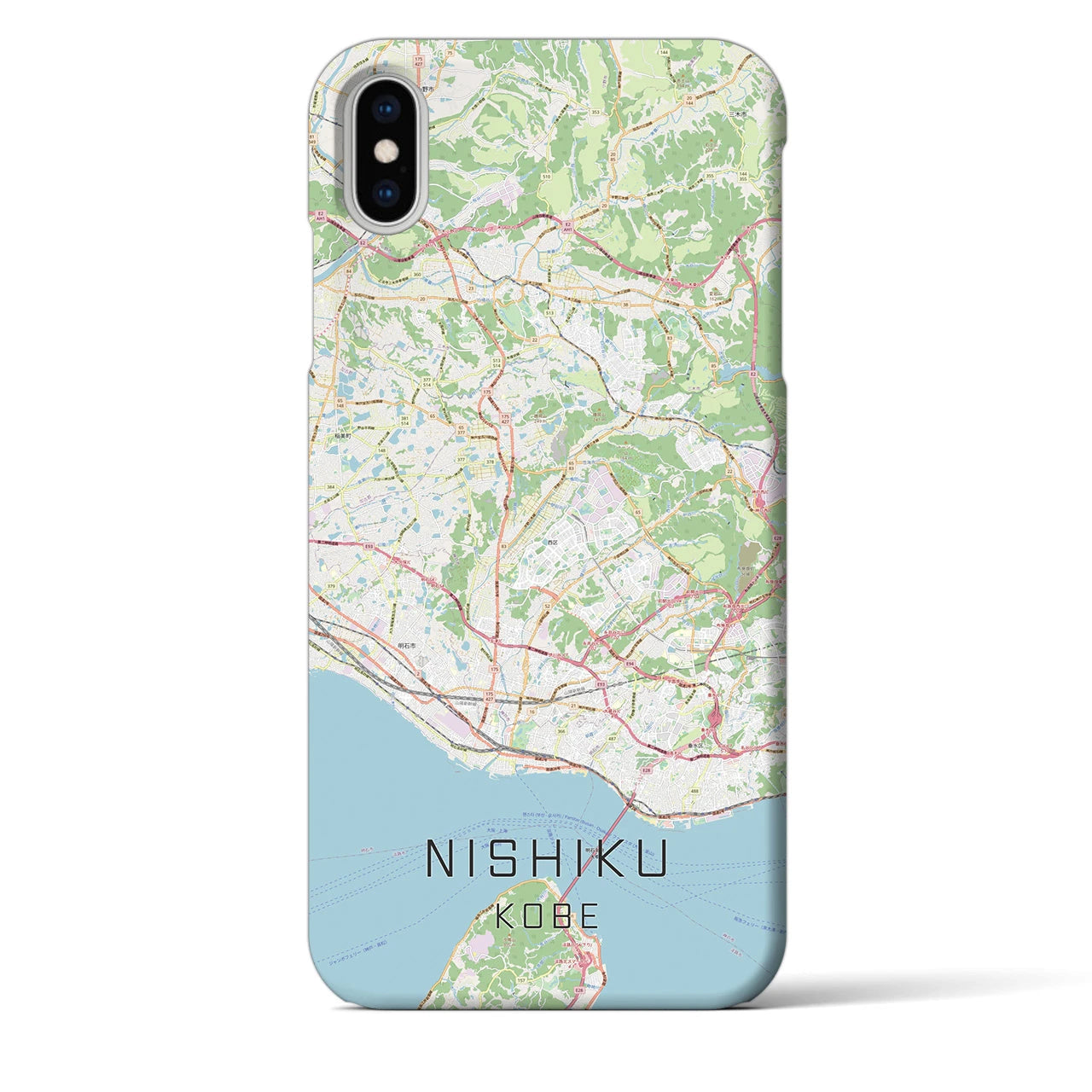 【西区（神戸市）】地図柄iPhoneケース（バックカバータイプ・ナチュラル）iPhone XS Max 用