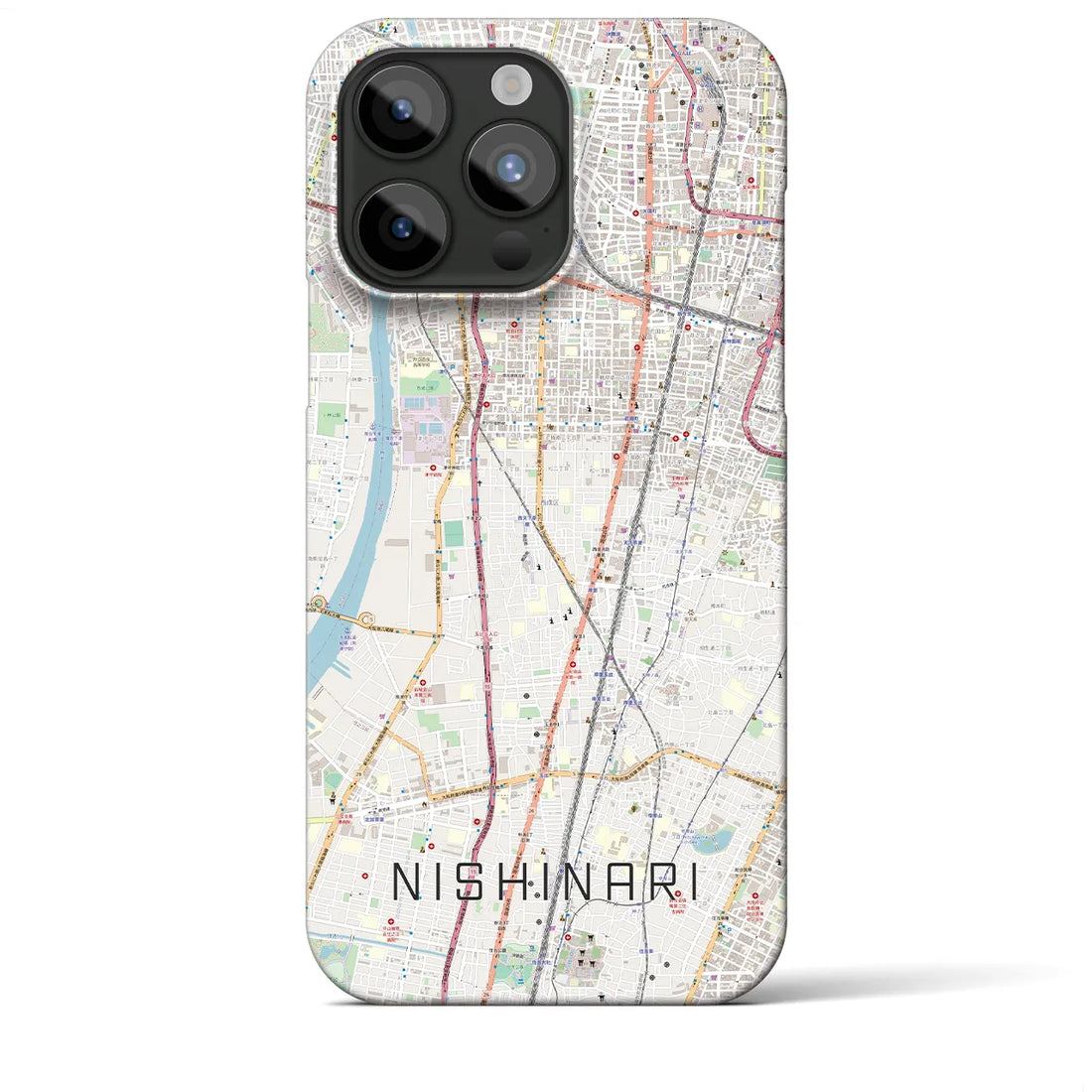 【西成】地図柄iPhoneケース（バックカバータイプ・ナチュラル）iPhone 15 Pro Max 用