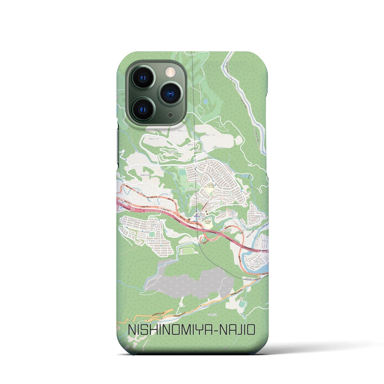 【西宮名塩】地図柄iPhoneケース（バックカバータイプ・ナチュラル）iPhone 11 Pro 用