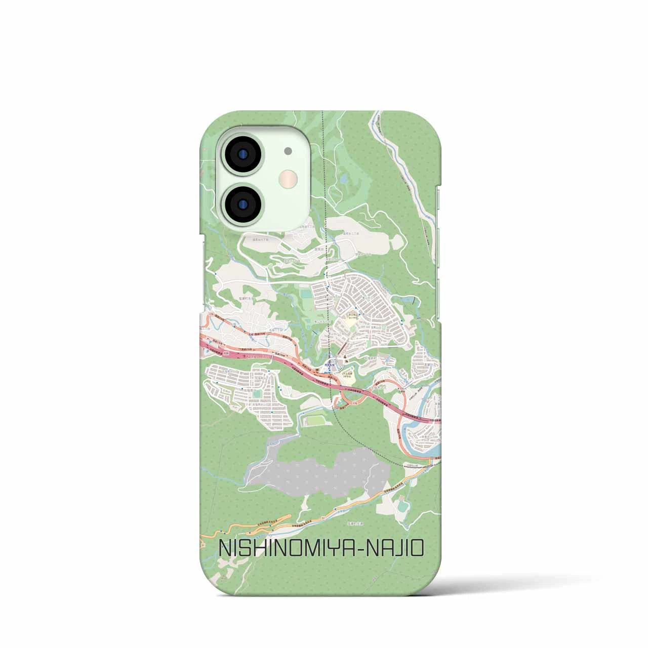 【西宮名塩】地図柄iPhoneケース（バックカバータイプ・ナチュラル）iPhone 12 mini 用