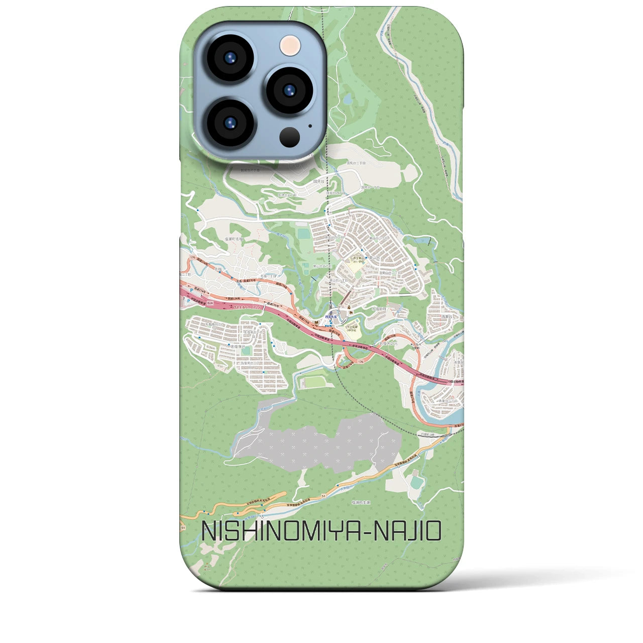 【西宮名塩】地図柄iPhoneケース（バックカバータイプ・ナチュラル）iPhone 13 Pro Max 用