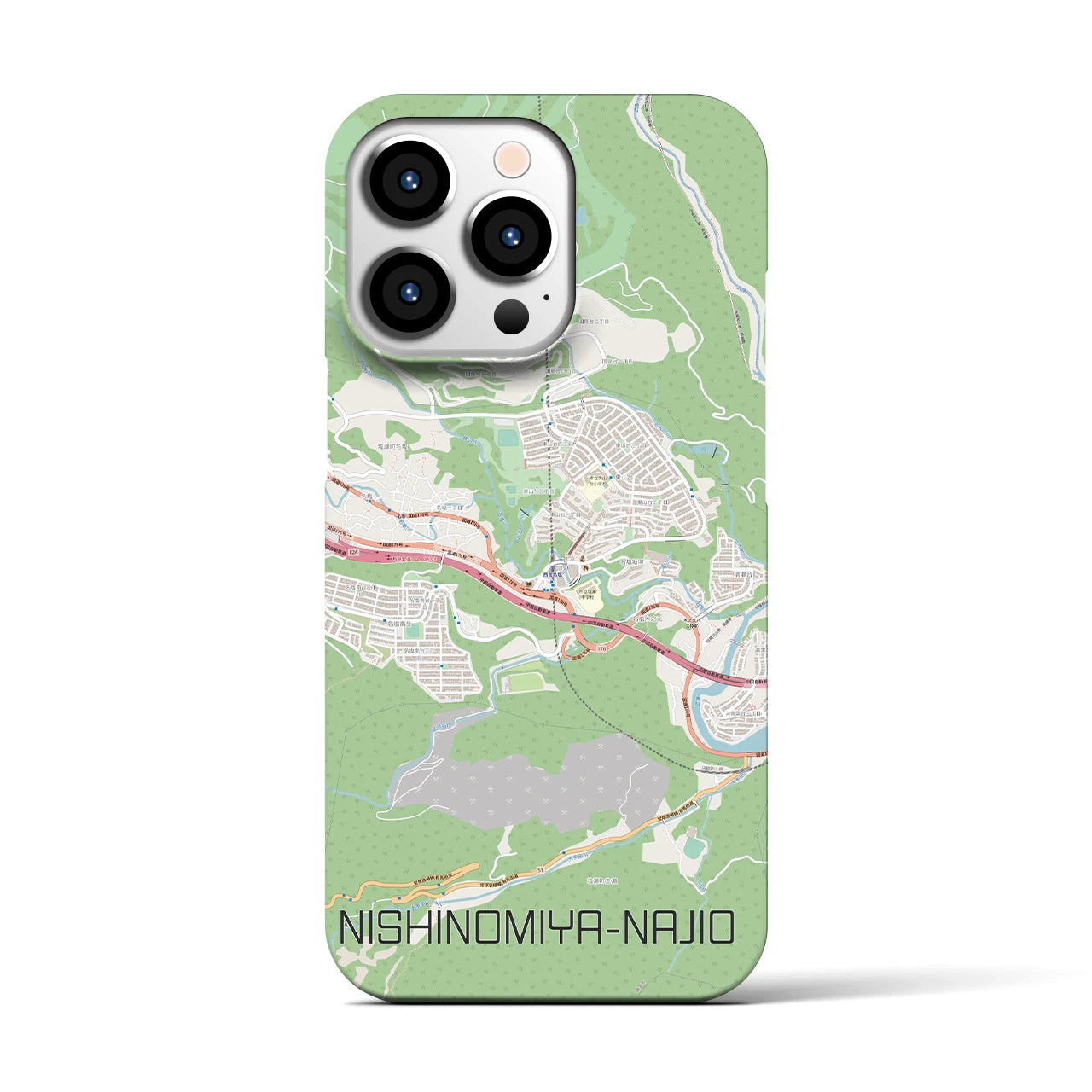 【西宮名塩】地図柄iPhoneケース（バックカバータイプ・ナチュラル）iPhone 13 Pro 用