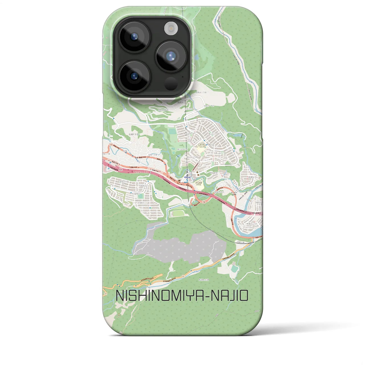 【西宮名塩】地図柄iPhoneケース（バックカバータイプ・ナチュラル）iPhone 15 Pro Max 用