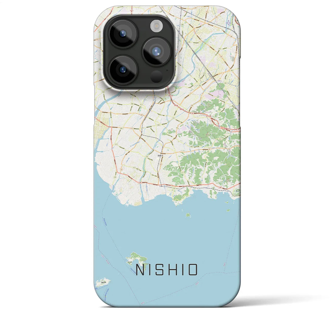 【西尾2】地図柄iPhoneケース（バックカバータイプ・ナチュラル）iPhone 15 Pro Max 用