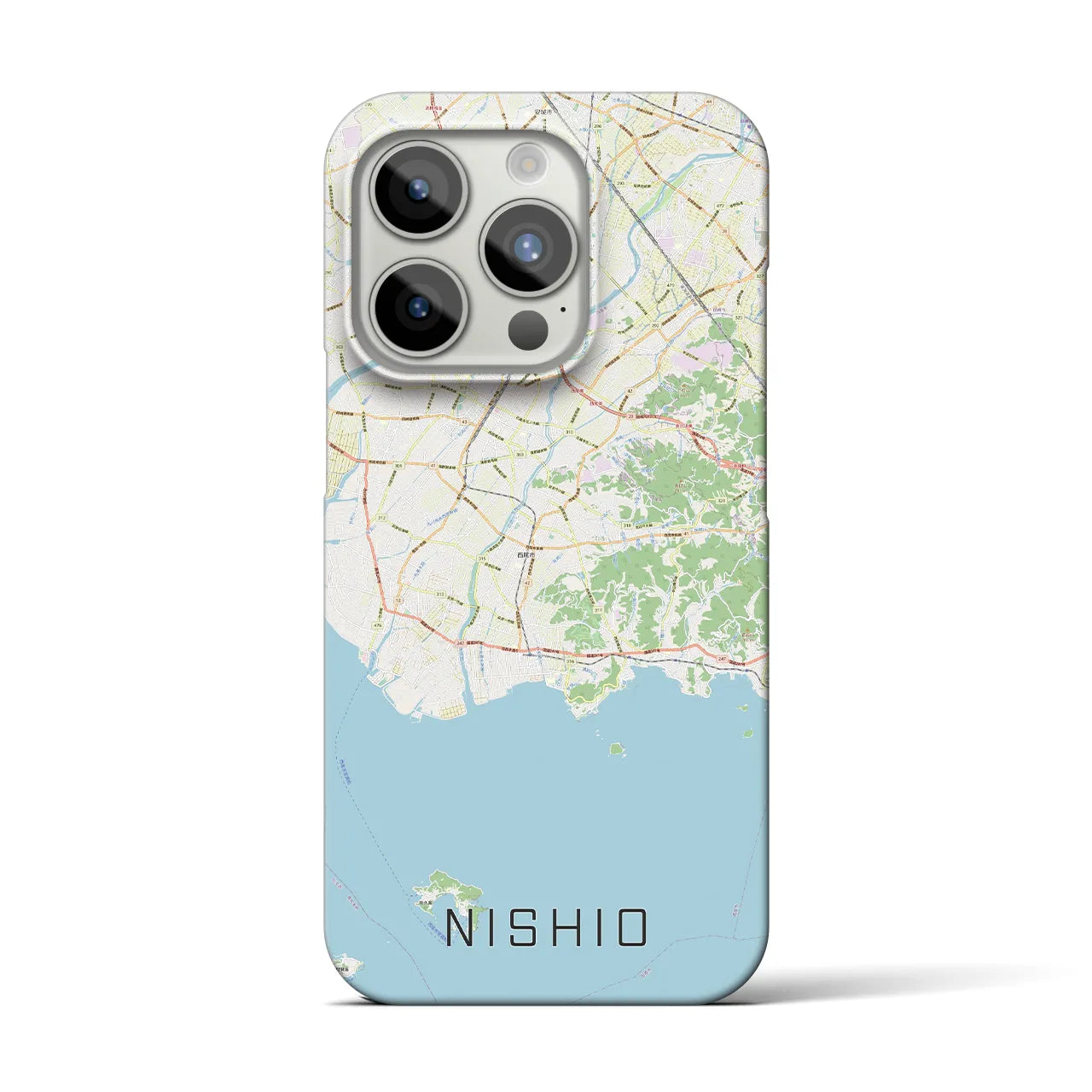 【西尾2】地図柄iPhoneケース（バックカバータイプ・ナチュラル）iPhone 15 Pro 用