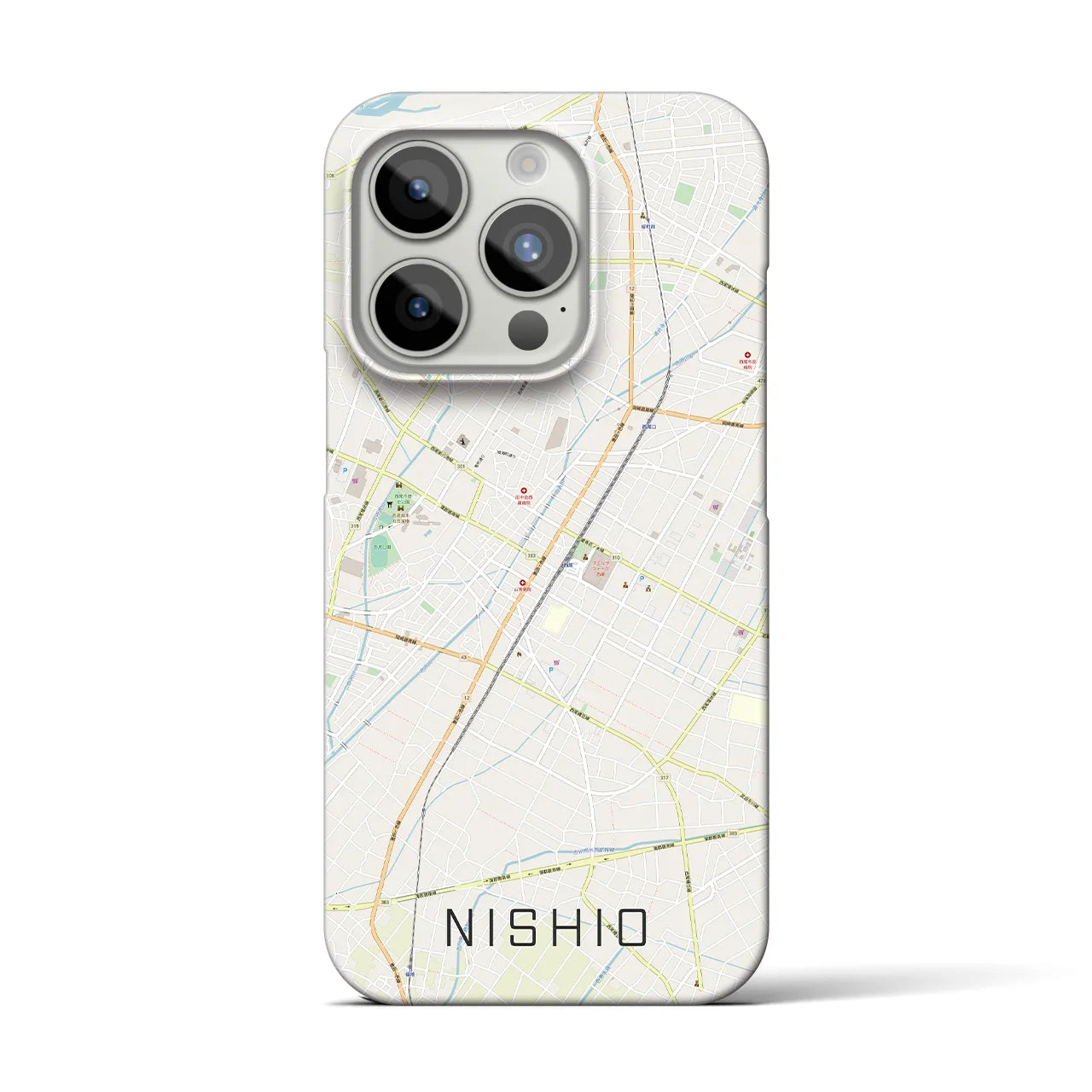 【西尾】地図柄iPhoneケース（バックカバータイプ・ナチュラル）iPhone 15 Pro 用