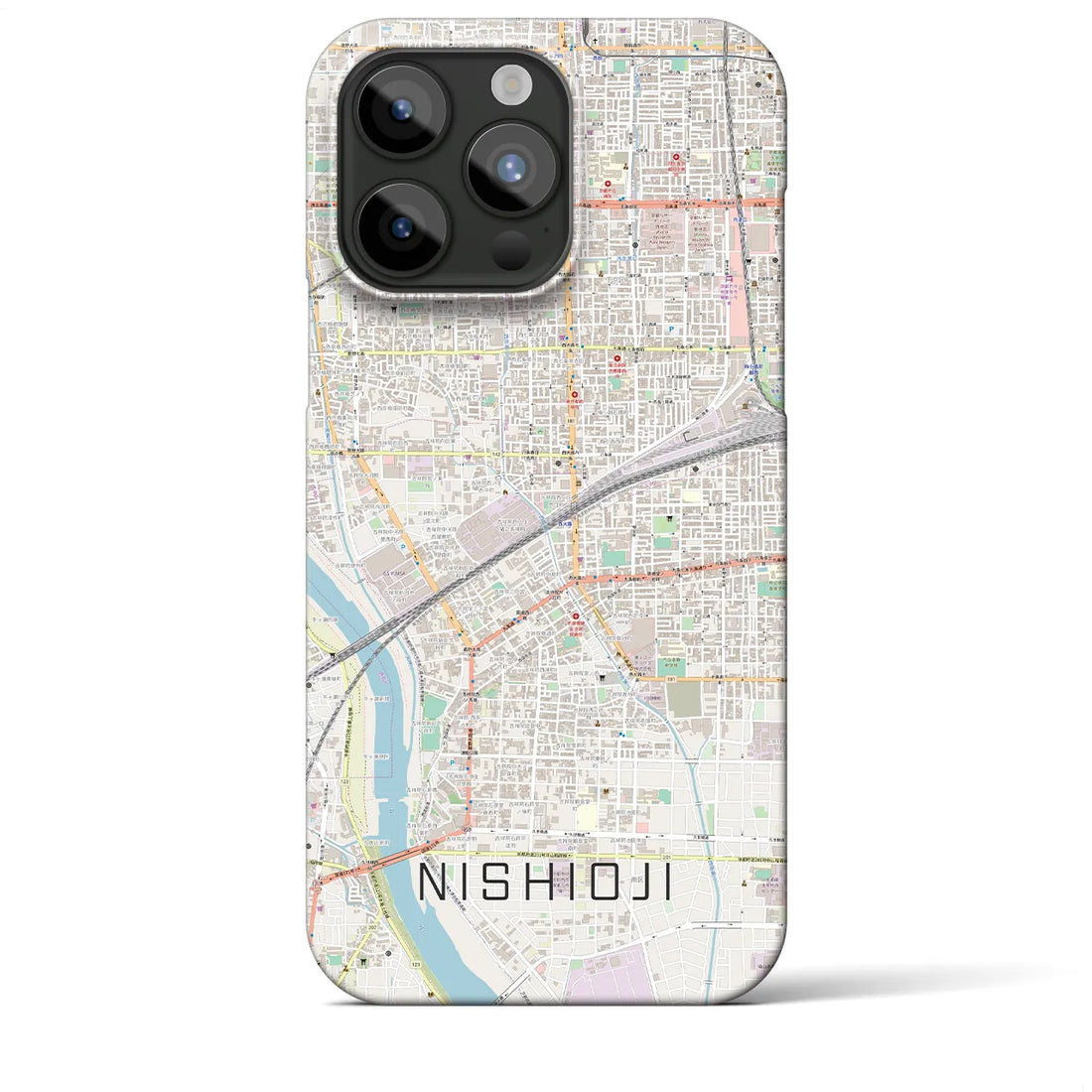 【西大路】地図柄iPhoneケース（バックカバータイプ・ナチュラル）iPhone 15 Pro Max 用
