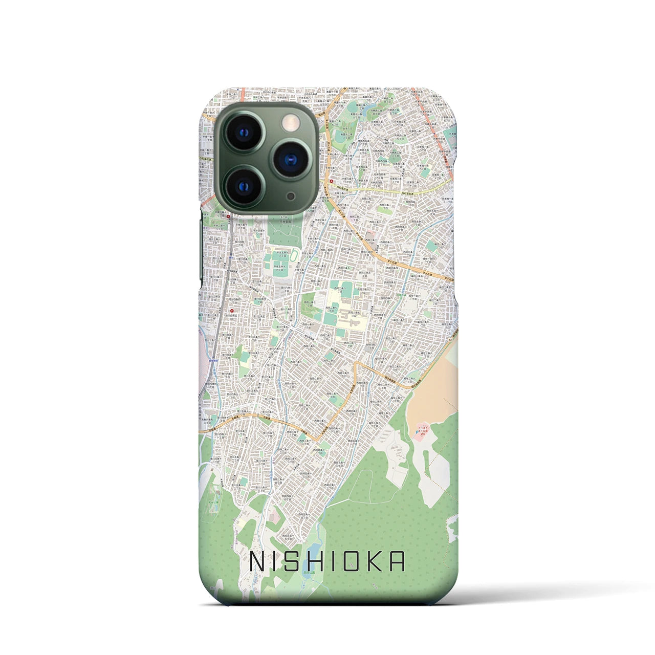 【西岡】地図柄iPhoneケース（バックカバータイプ・ナチュラル）iPhone 11 Pro 用