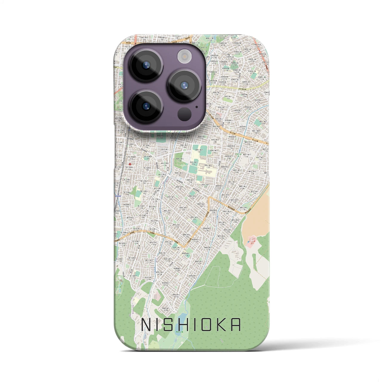 【西岡】地図柄iPhoneケース（バックカバータイプ・ナチュラル）iPhone 14 Pro 用