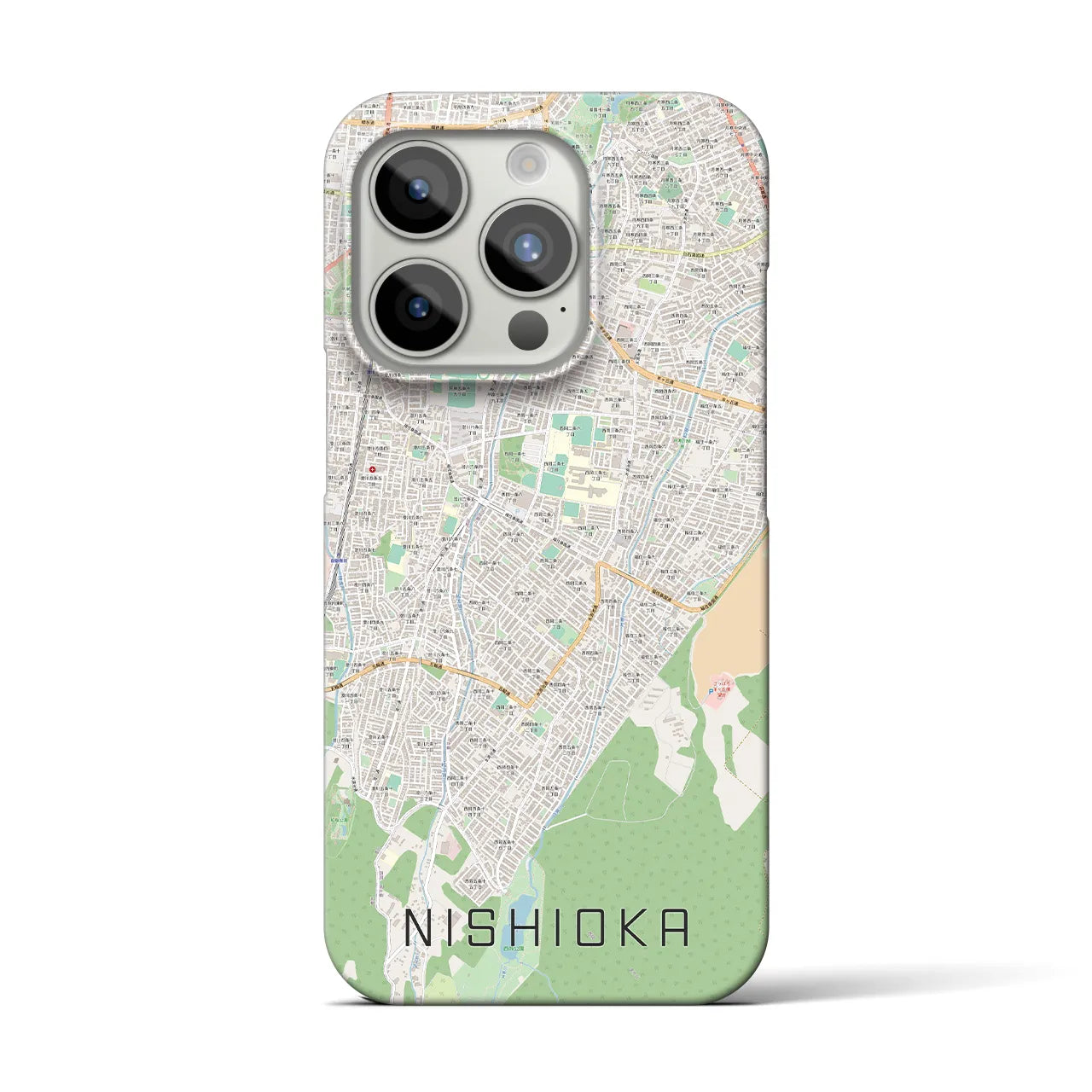 【西岡】地図柄iPhoneケース（バックカバータイプ・ナチュラル）iPhone 15 Pro 用