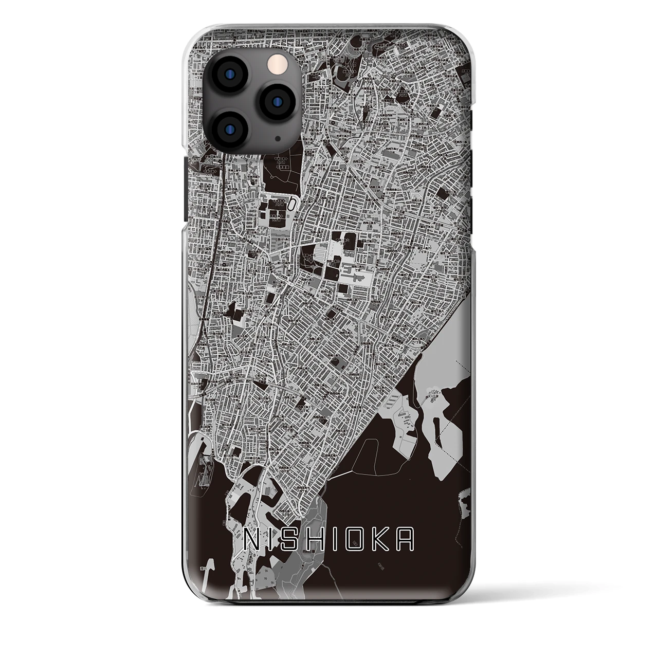 【西岡】地図柄iPhoneケース（クリアタイプ・モノトーン）iPhone 11 Pro Max 用