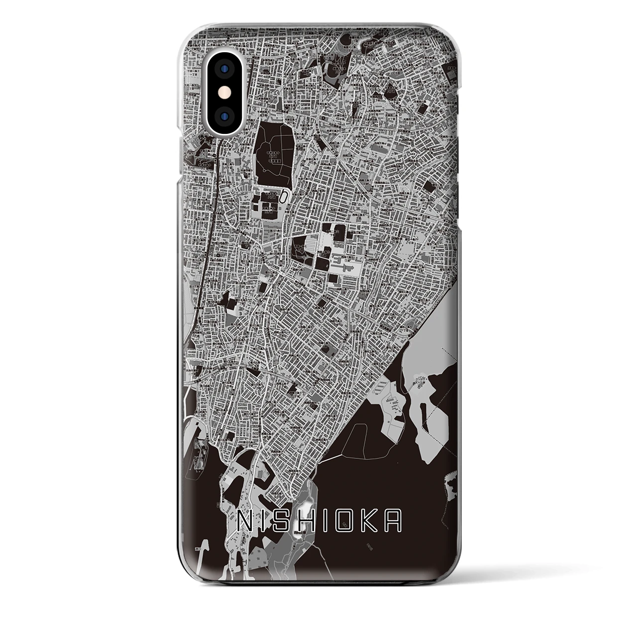 【西岡】地図柄iPhoneケース（クリアタイプ・モノトーン）iPhone XS Max 用