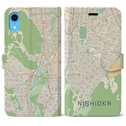 【西岡（北海道）】地図柄iPhoneケース（手帳タイプ）ナチュラル・iPhone XR 用
