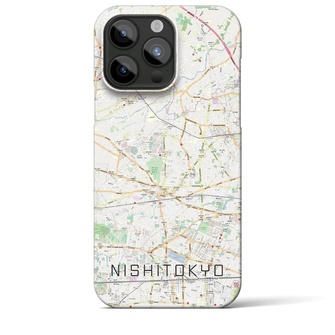【西東京】地図柄iPhoneケース（バックカバータイプ・ナチュラル）iPhone 15 Pro Max 用