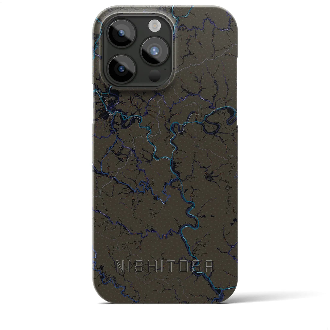 【西土佐】地図柄iPhoneケース（バックカバータイプ・ブラック）iPhone 15 Pro Max 用