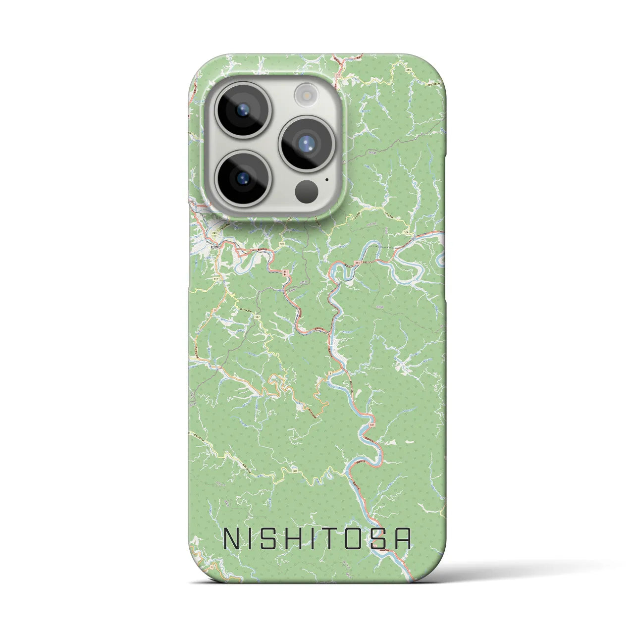 【西土佐】地図柄iPhoneケース（バックカバータイプ・ナチュラル）iPhone 15 Pro 用