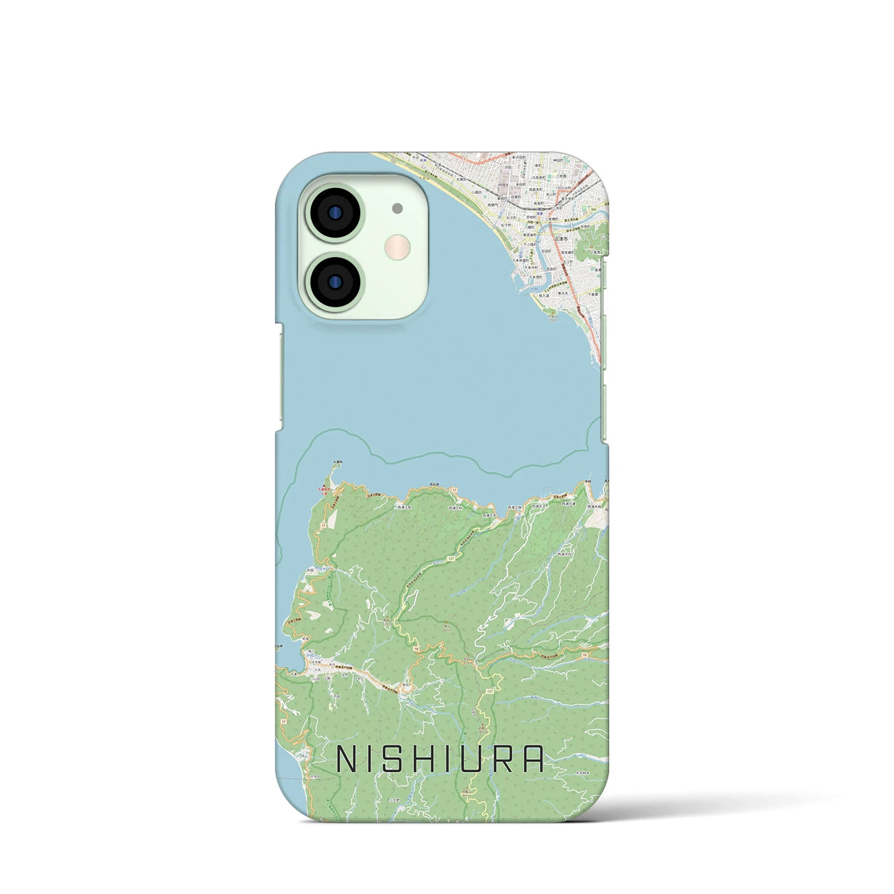 【西浦】地図柄iPhoneケース（バックカバータイプ・ナチュラル）iPhone 12 mini 用