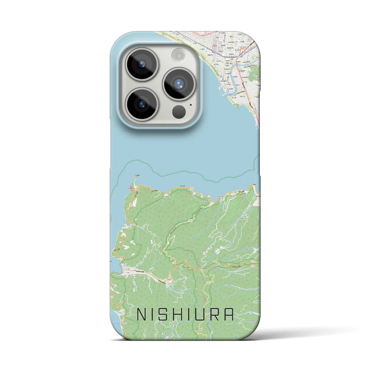 【西浦】地図柄iPhoneケース（バックカバータイプ・ナチュラル）iPhone 15 Pro 用