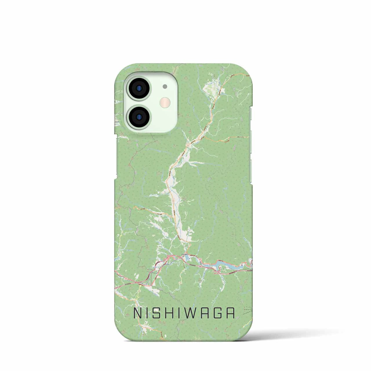【西和賀】地図柄iPhoneケース（バックカバータイプ・ナチュラル）iPhone 12 mini 用