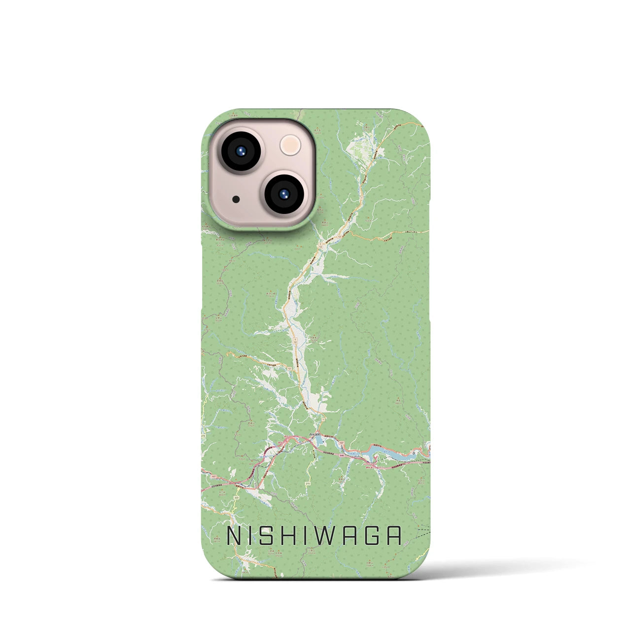 【西和賀】地図柄iPhoneケース（バックカバータイプ・ナチュラル）iPhone 13 mini 用