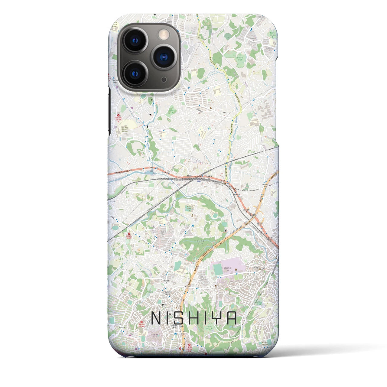 【西谷】地図柄iPhoneケース（バックカバータイプ・ナチュラル）iPhone 11 Pro Max 用