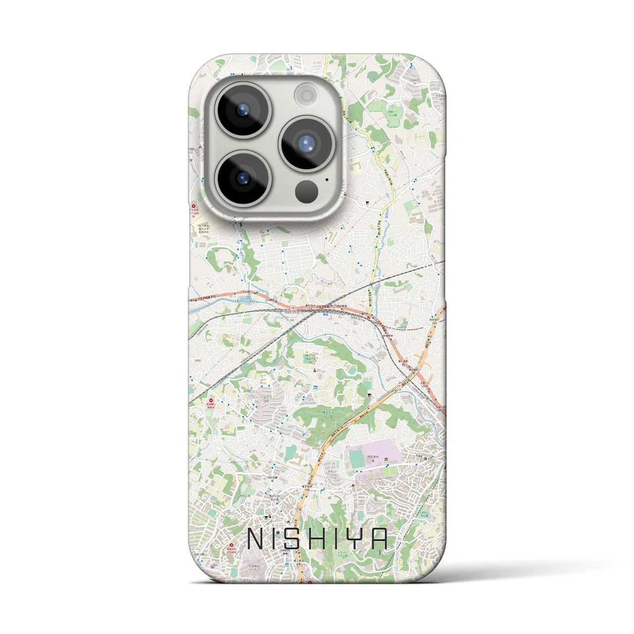 【西谷】地図柄iPhoneケース（バックカバータイプ・ナチュラル）iPhone 15 Pro 用