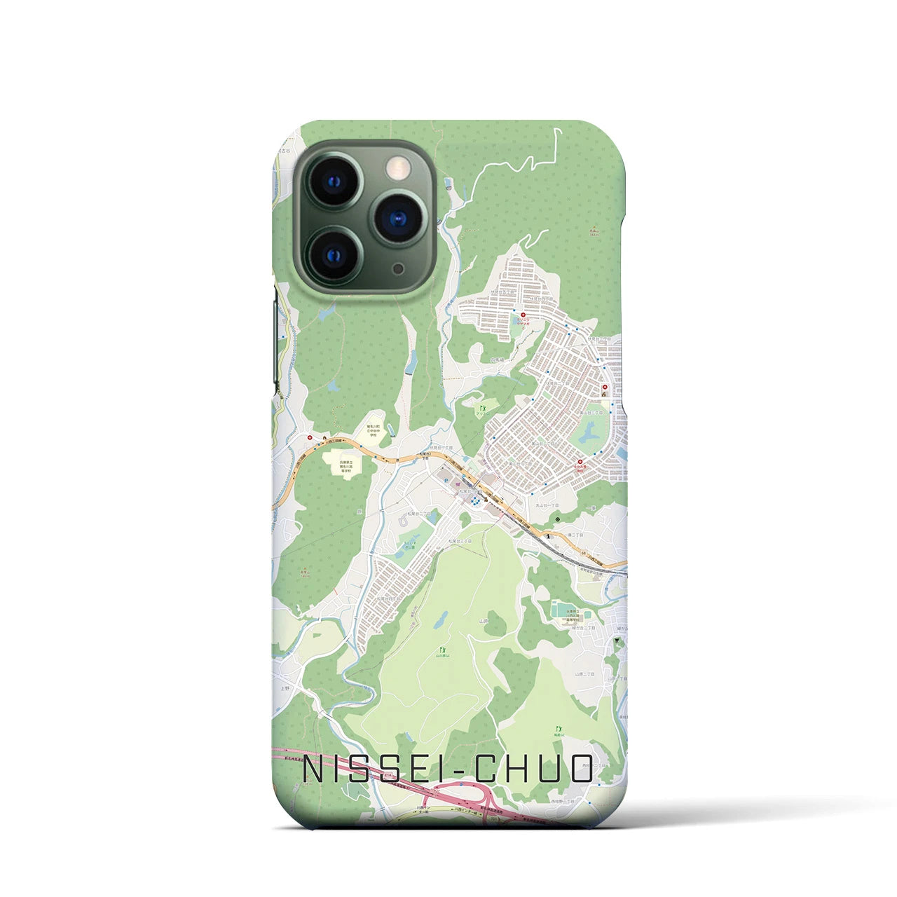【日生中央】地図柄iPhoneケース（バックカバータイプ・ナチュラル）iPhone 11 Pro 用