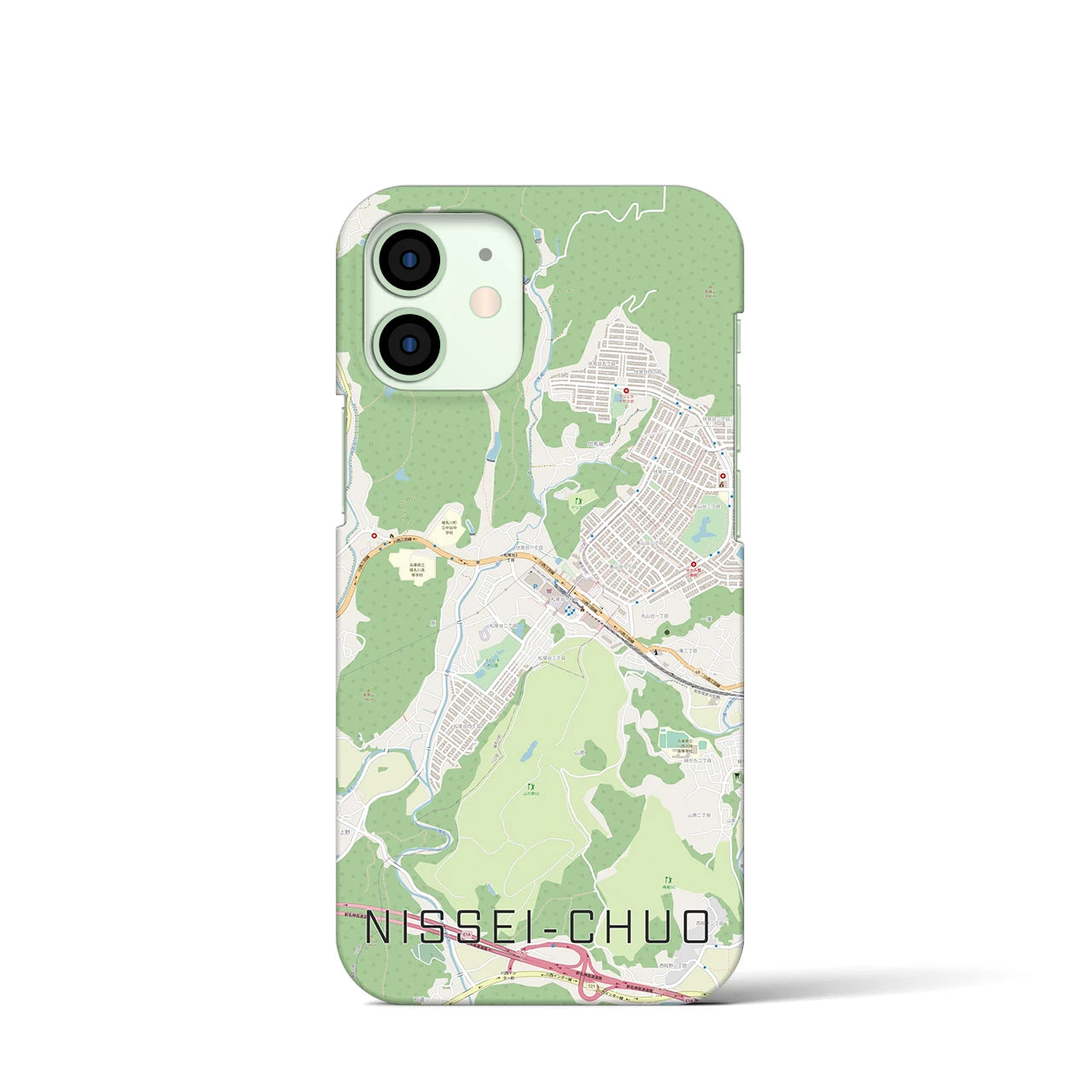 【日生中央】地図柄iPhoneケース（バックカバータイプ・ナチュラル）iPhone 12 mini 用