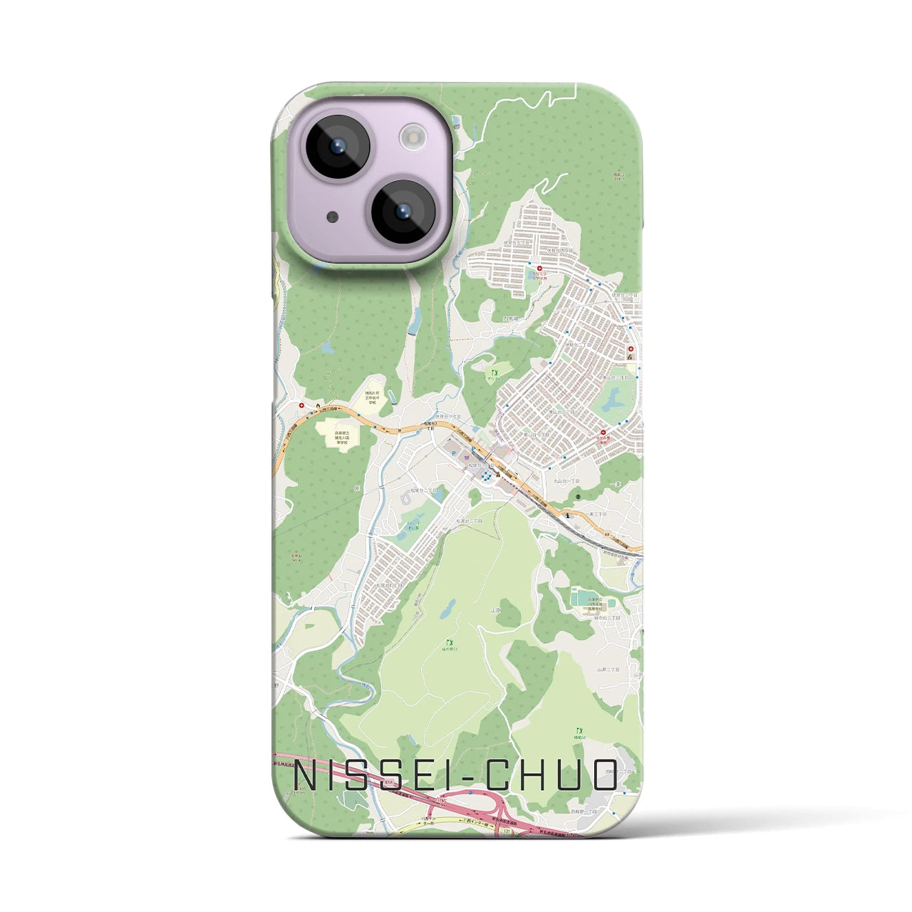 【日生中央】地図柄iPhoneケース（バックカバータイプ・ナチュラル）iPhone 14 用