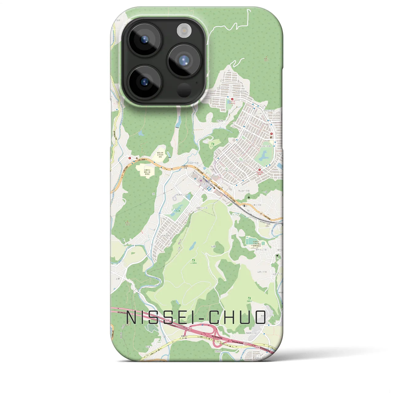 【日生中央】地図柄iPhoneケース（バックカバータイプ・ナチュラル）iPhone 15 Pro Max 用
