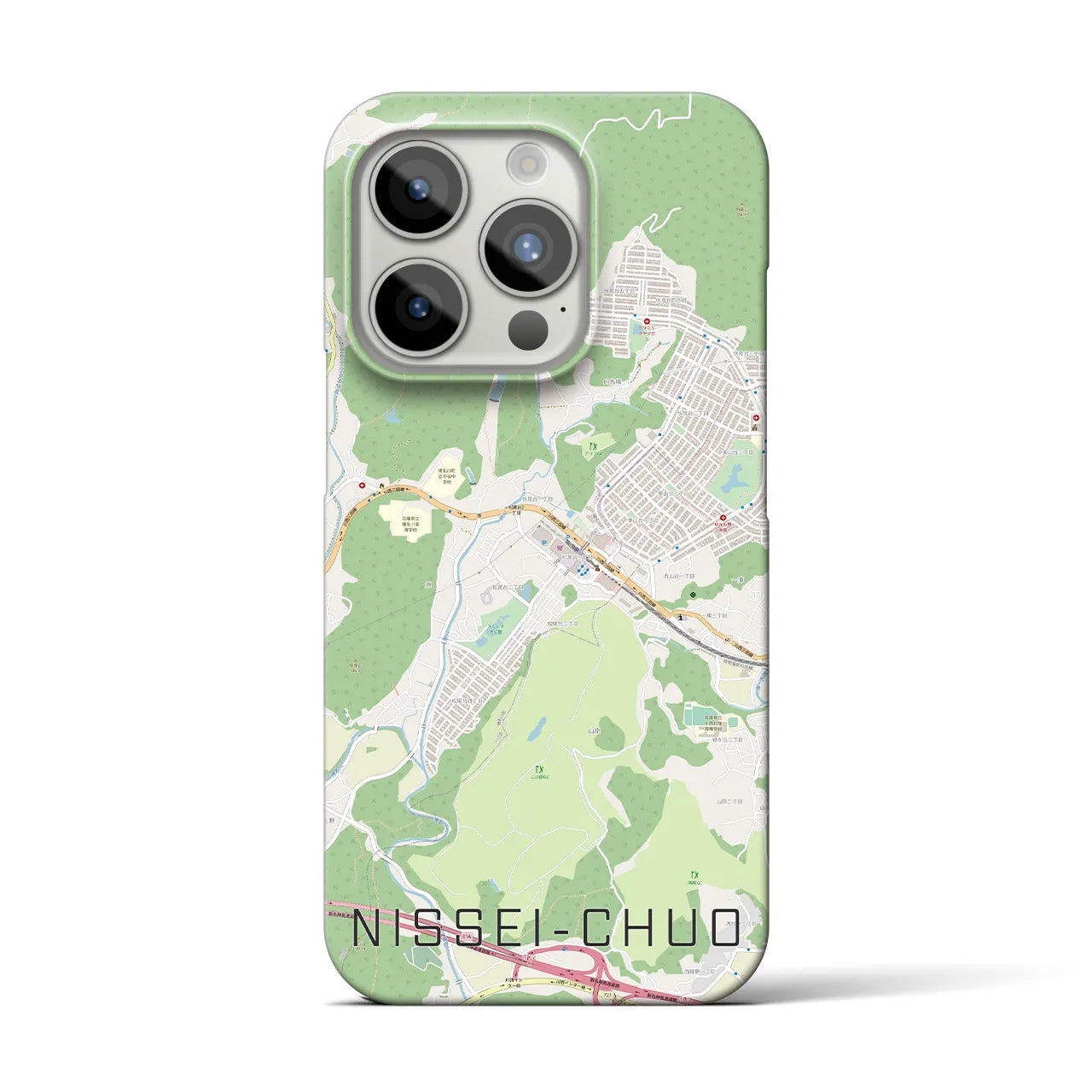 【日生中央】地図柄iPhoneケース（バックカバータイプ・ナチュラル）iPhone 15 Pro 用