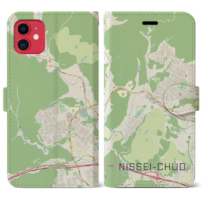 【日生中央（兵庫県）】地図柄iPhoneケース（手帳タイプ）ナチュラル・iPhone 11 用
