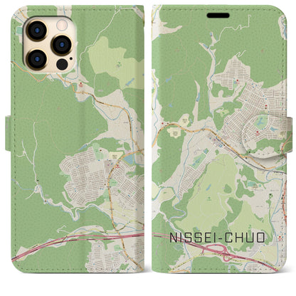 【日生中央（兵庫県）】地図柄iPhoneケース（手帳タイプ）ナチュラル・iPhone 12 Pro Max 用