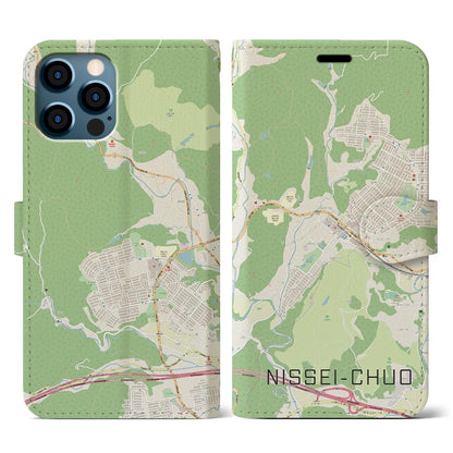 【日生中央（兵庫県）】地図柄iPhoneケース（手帳タイプ）ナチュラル・iPhone 12 / 12 Pro 用