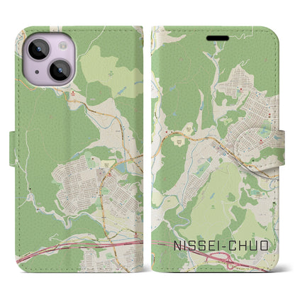 【日生中央（兵庫県）】地図柄iPhoneケース（手帳タイプ）ナチュラル・iPhone 14 用