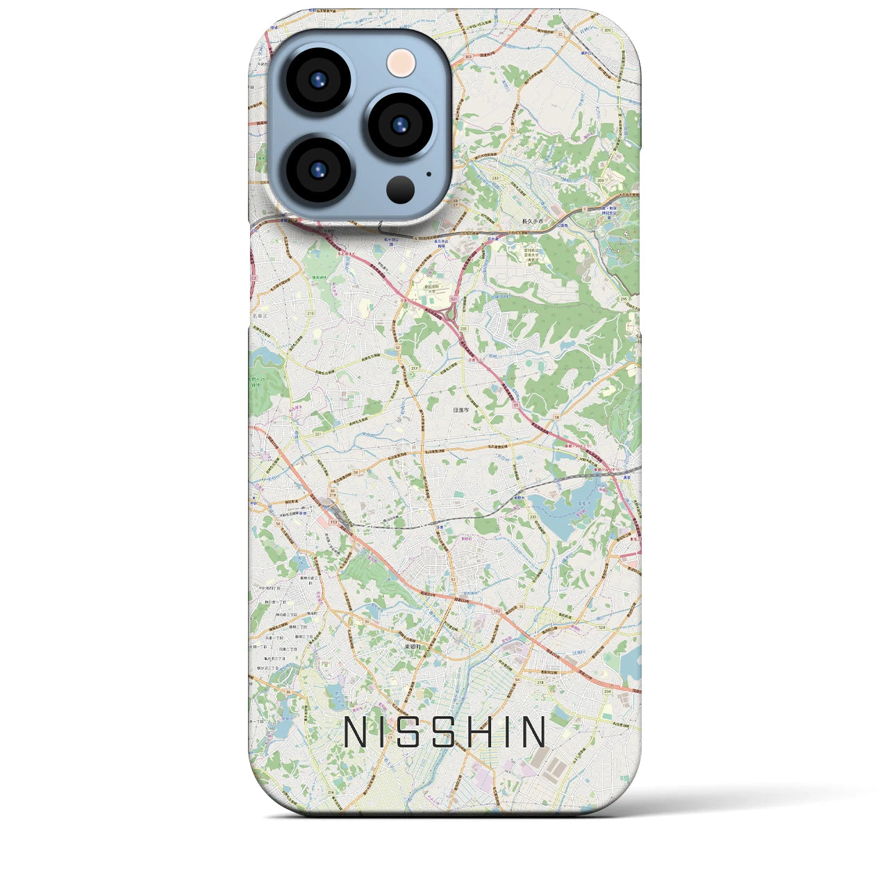 【日進（愛知県）】地図柄iPhoneケース（バックカバータイプ・ナチュラル）iPhone 13 Pro Max 用