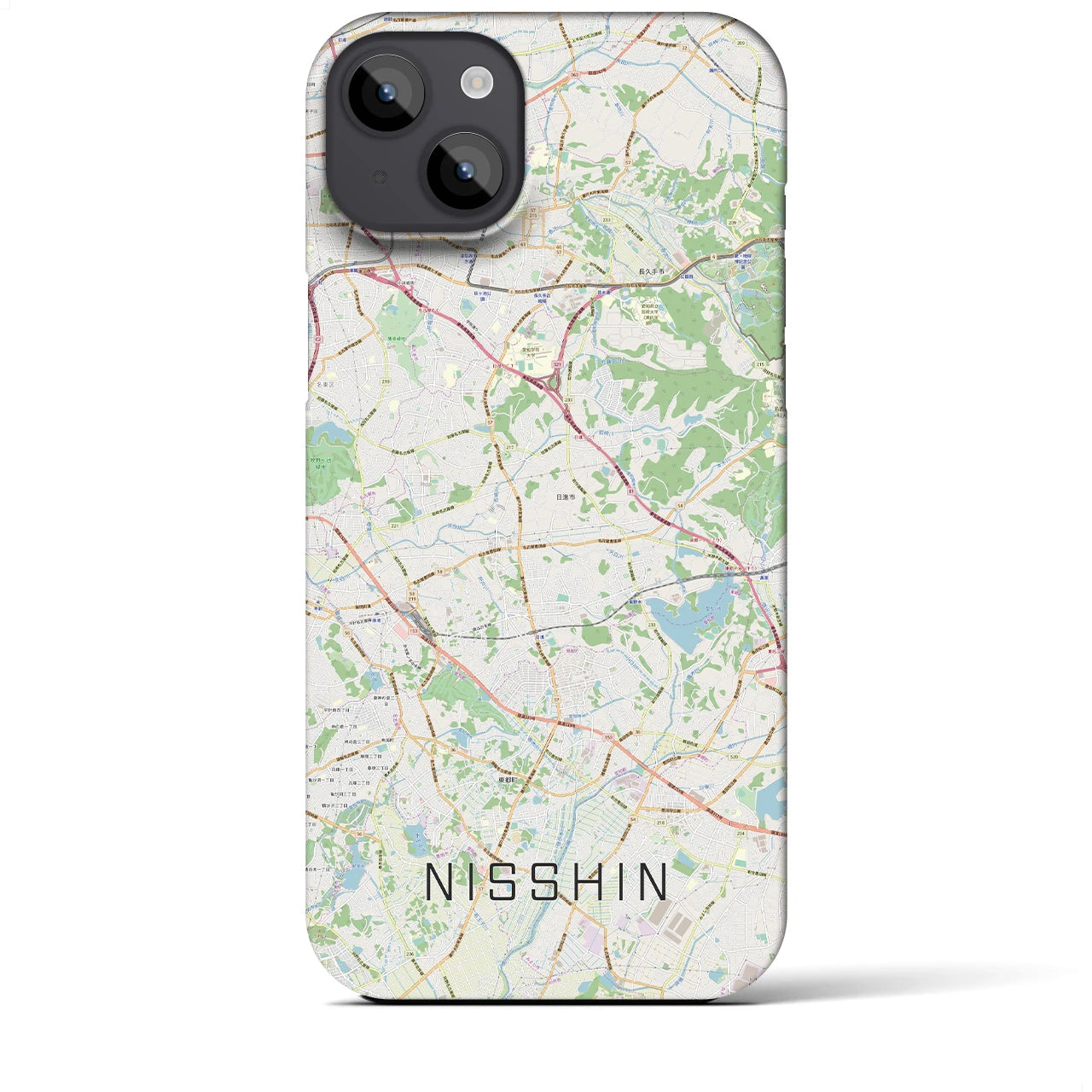 【日進（愛知県）】地図柄iPhoneケース（バックカバータイプ・ナチュラル）iPhone 14 Plus 用