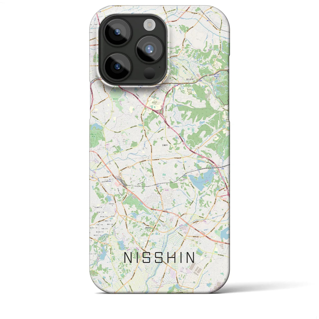 【日進（愛知県）】地図柄iPhoneケース（バックカバータイプ・ナチュラル）iPhone 15 Pro Max 用