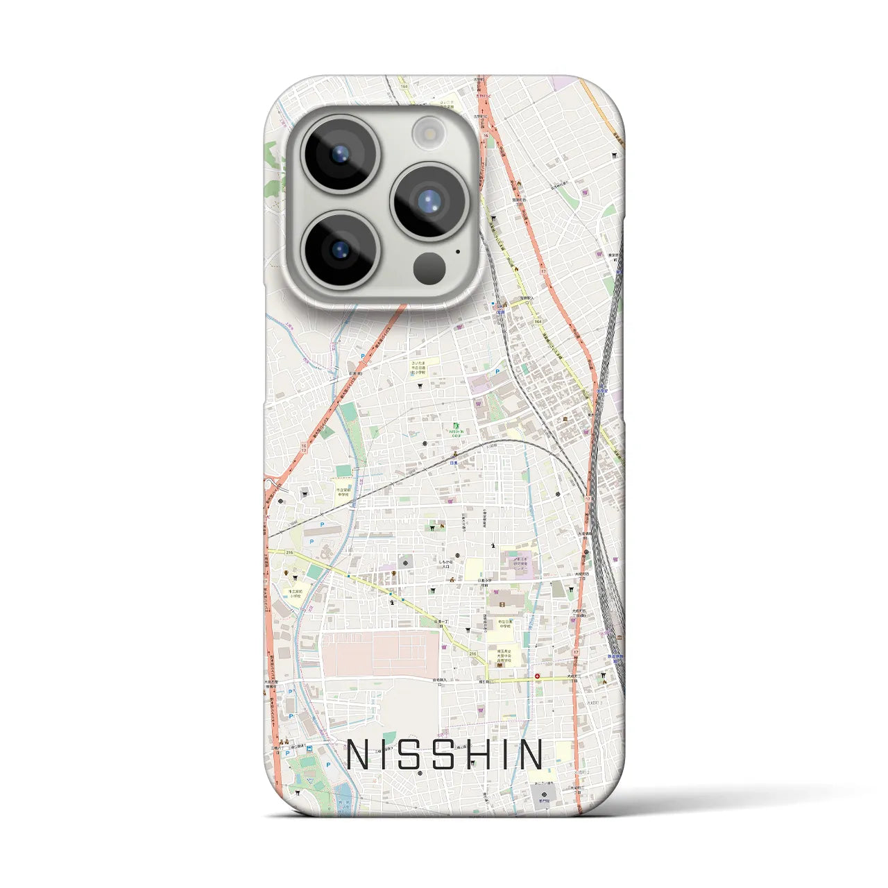 【日進】地図柄iPhoneケース（バックカバータイプ・ナチュラル）iPhone 15 Pro 用