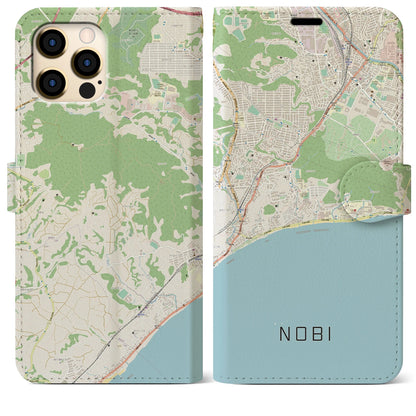【野比（神奈川県）】地図柄iPhoneケース（手帳タイプ）ナチュラル・iPhone 12 Pro Max 用