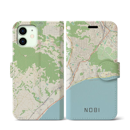 【野比（神奈川県）】地図柄iPhoneケース（手帳タイプ）ナチュラル・iPhone 12 mini 用