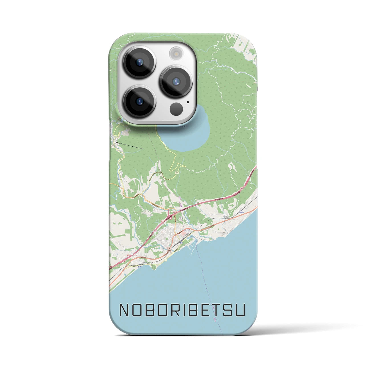 【登別】地図柄iPhoneケース（バックカバータイプ・ナチュラル）iPhone 14 Pro 用