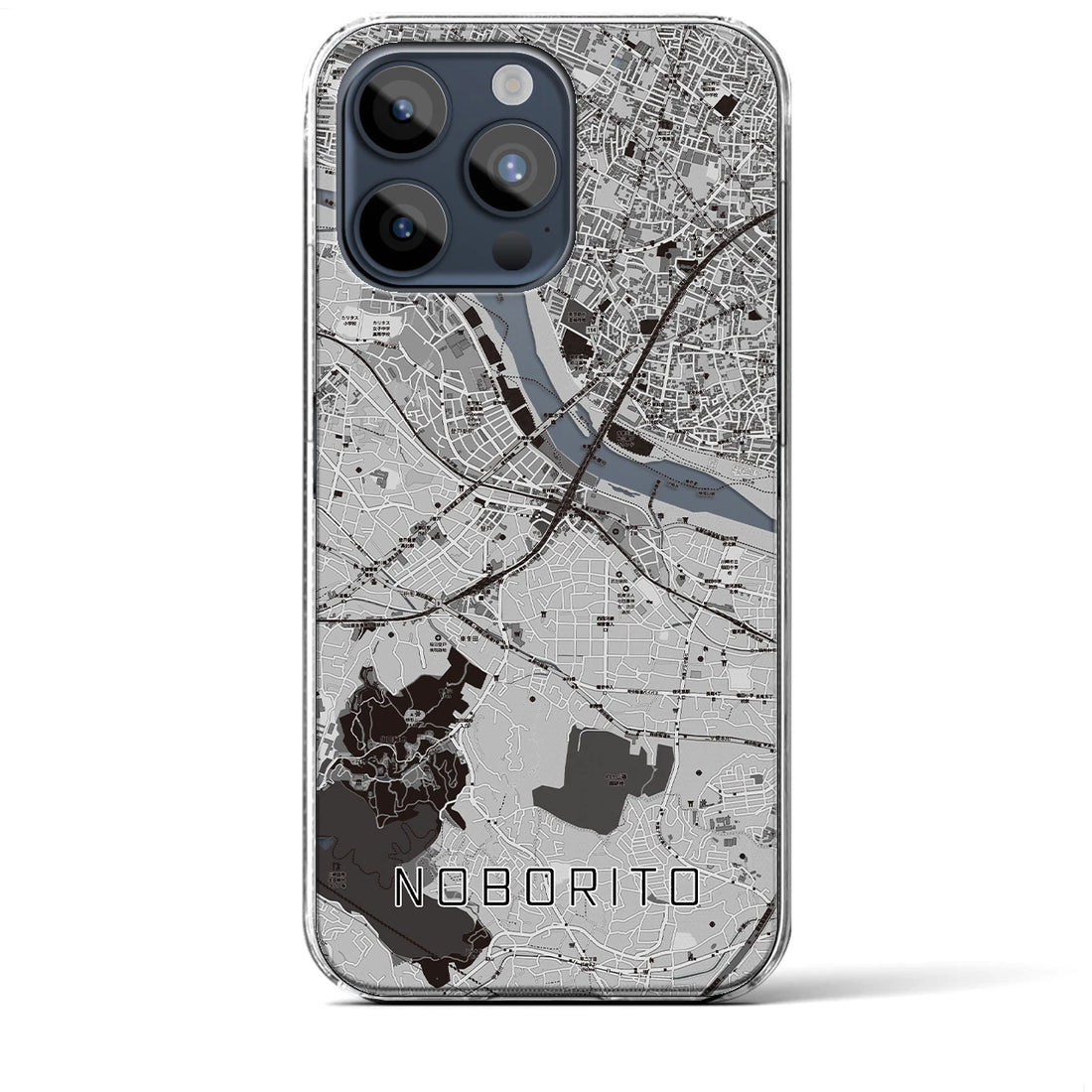 【登戸】地図柄iPhoneケース（クリアタイプ・モノトーン）iPhone 15 Pro Max 用