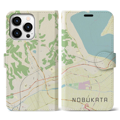 【延方（茨城県）】地図柄iPhoneケース（手帳タイプ）ナチュラル・iPhone 13 Pro 用