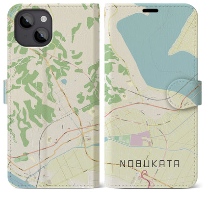 【延方（茨城県）】地図柄iPhoneケース（手帳タイプ）ナチュラル・iPhone 14 Plus 用