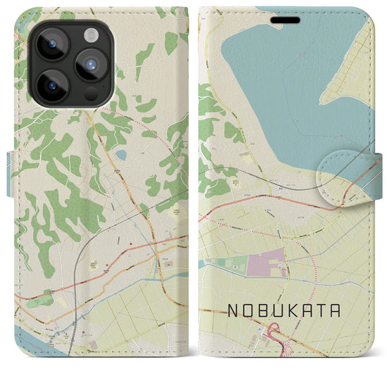 【延方】地図柄iPhoneケース（手帳両面タイプ・ナチュラル）iPhone 15 Pro Max 用