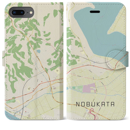 【延方（茨城県）】地図柄iPhoneケース（手帳タイプ）ナチュラル・iPhone 8Plus /7Plus / 6sPlus / 6Plus 用