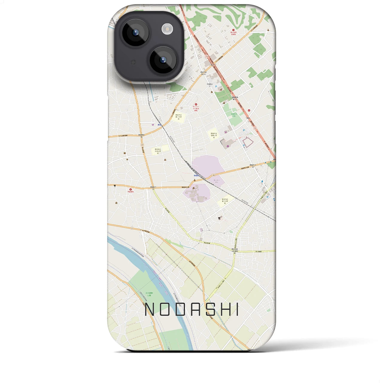 【野田市】地図柄iPhoneケース（バックカバータイプ・ナチュラル）iPhone 14 Plus 用